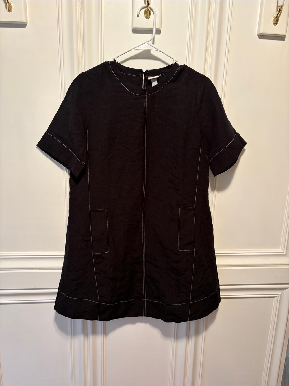 a new day Black Mini Dress with White Topstitching